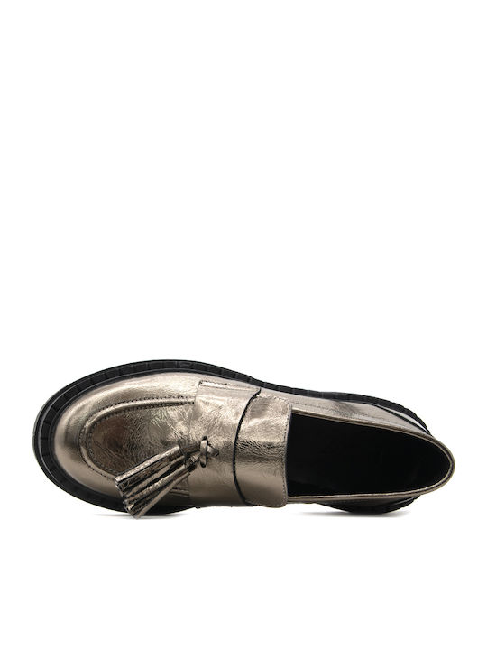 Leder Damen Mokassins Bronze