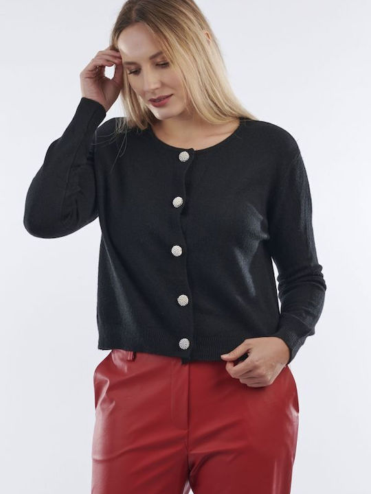 BelleFille Women's Knitted Cardigan with Buttons Black