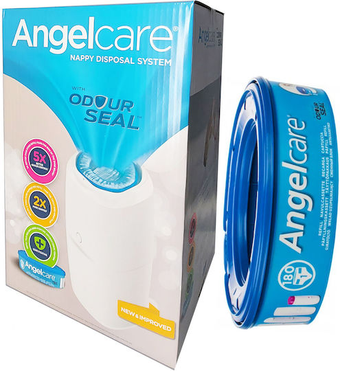 AngelCare Система за Изхвърляне на Пелени 3 Резервни Пълнителя Кош за Отпадъци от Пелени Бял 4 Бройки