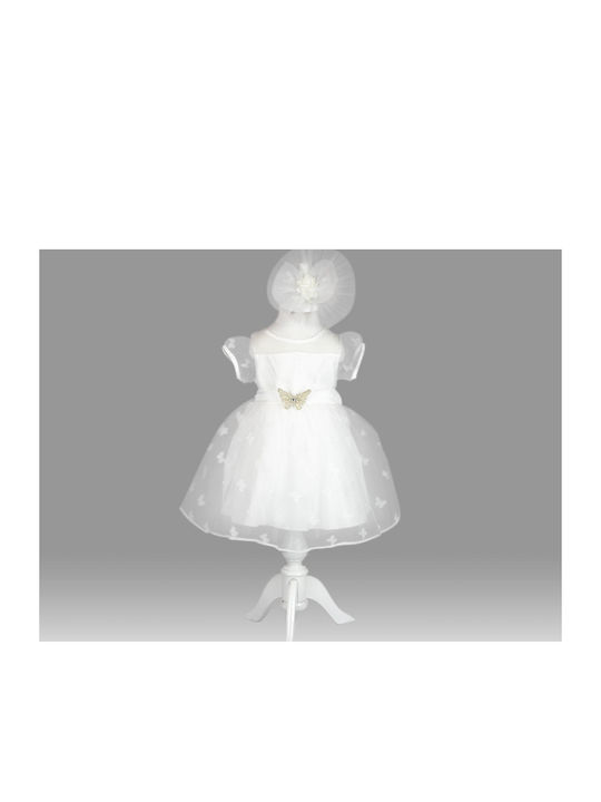 Babydom Kids Dress Tulle Short Sleeve White