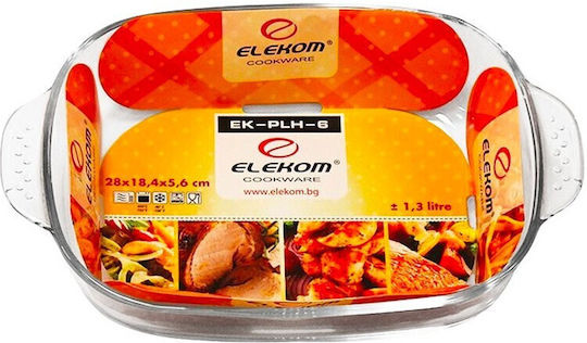 Elekom Правоъгълена Огнеупорно Съд Стъкло 1300мл 1бр