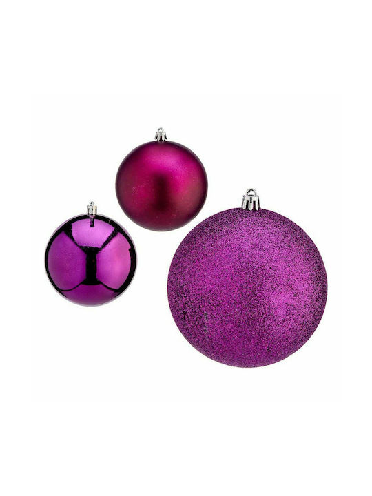 Krist+ Christmas Plastic Set Ornaments Purple 13x10cm 12pcs