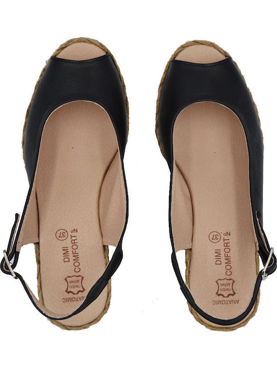 Anatomic Women's Leather Ankle Strap Platforms Black