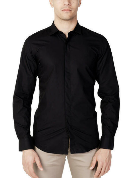 Antony Morato Men's Shirt Long Sleeve Cotton Black