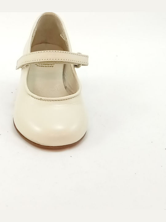 Παιδικές Μπαλαρίνες mit Bügel- und Schleifenverschluss Leder Beige