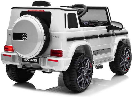 Mercedes Benz G63 AMG Едноместен с Дистанционно Управление Лицензиран 12 Волта Бял