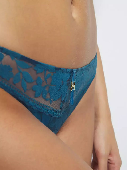 Women's Slip with Lace Blue
