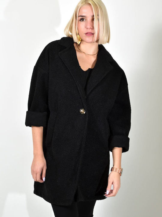 Potre Women's Midi Coat with Buttons black