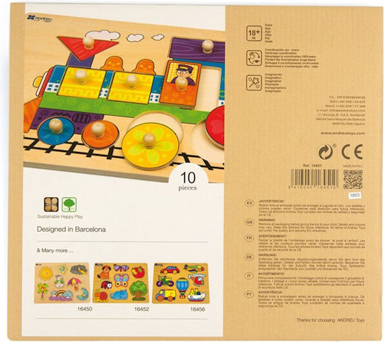 Holz Kinder Steckpuzzle Zug 10pcs Andreu Toys