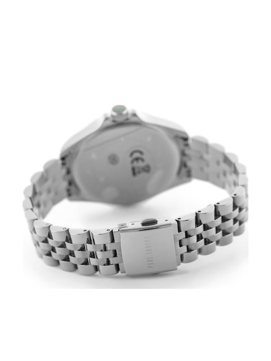 Paul Lorens Men's Battery Watch With Silver Black Metal Bracelet