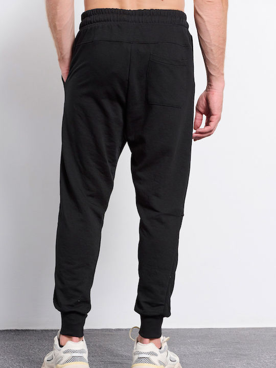 BodyTalk Men's Sweatpants with Rubber ΜΑΥΡΟ