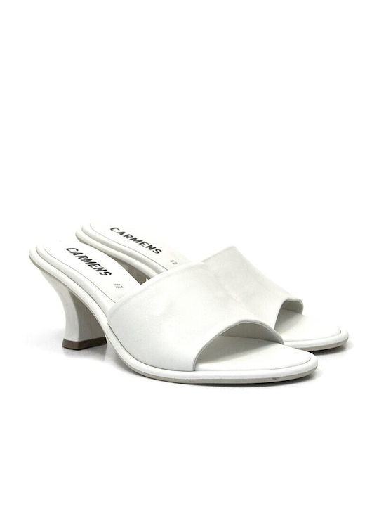 Carmens Chunky Heel Mules White