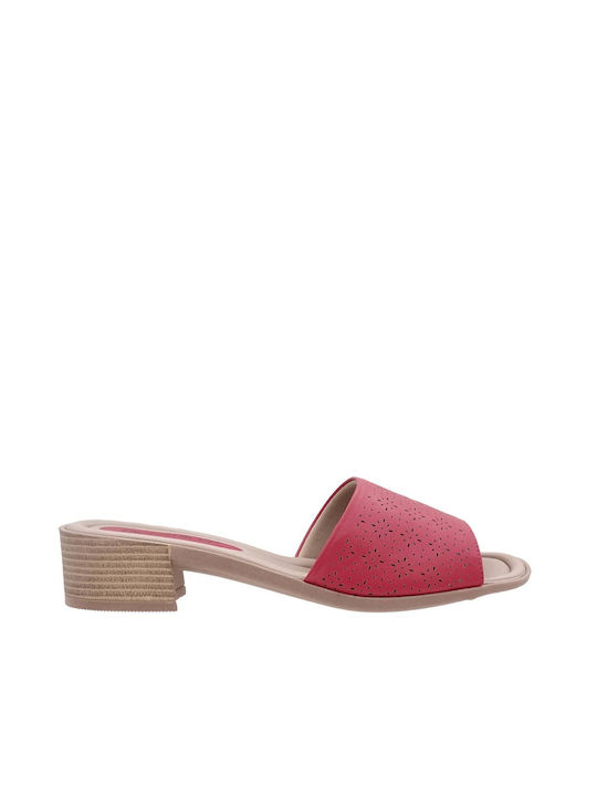 Piccadilly Chunky Heel Mules Red