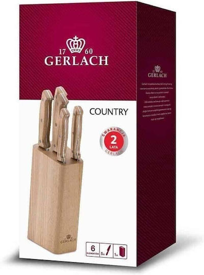 Gerlach Country Σετ Μαχαίρια με Βάση από Ανοξείδωτο Ατσάλι 5τμχ