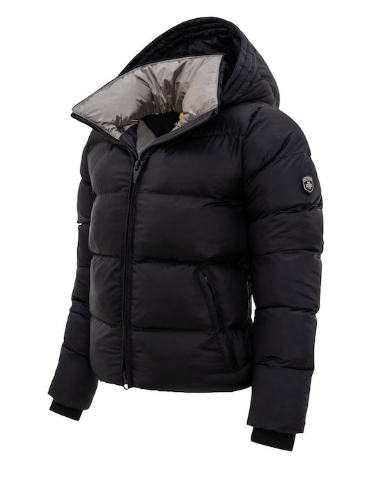 Kurz Damen Puffer Jacke für Winter Schwarz