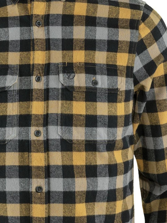 Skog Long Sleeve Flannel Shirt in Narrow Fit Checked Brown
