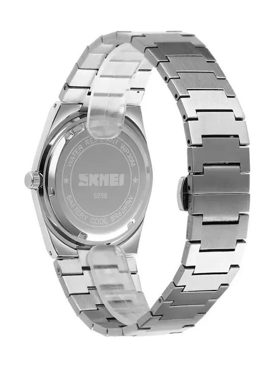 Skmei Ceas Bărbat 40mm Baterie cu Brățară Din Metal Argintie