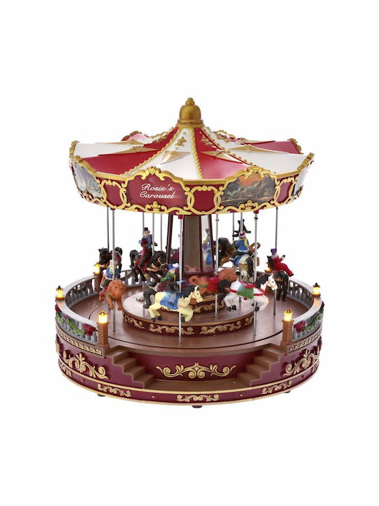 Iliadis Christmas Illuminated Decorative Carousel with Electric with Music and Movement 35x30x30cm.