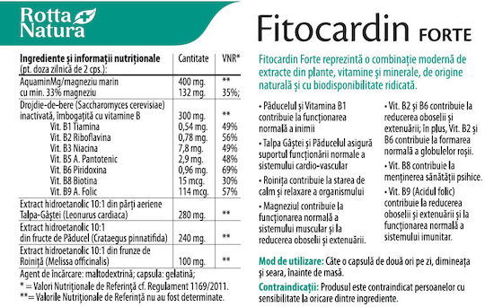 Rotta Natura Fitocardin Forte Cu Vitamina B6 30 Capsule