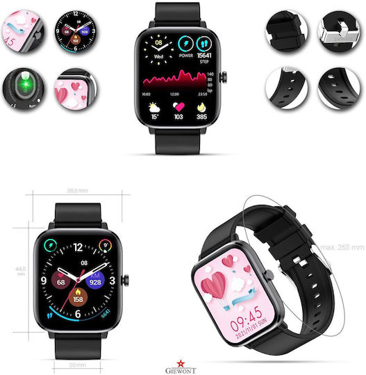 Giewont 230-2 Smartwatch με Παλμογράφο (Μαύρο)