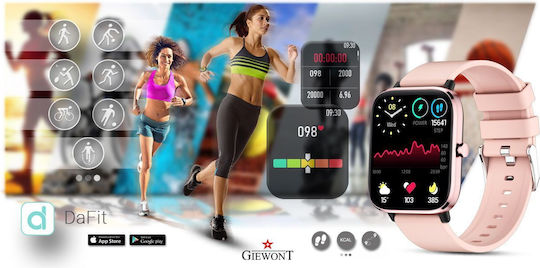Giewont 230-1 Smartwatch με Παλμογράφο (Ροζ)