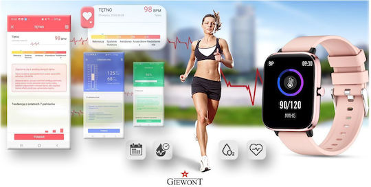Giewont 230-1 Smartwatch με Παλμογράφο (Ροζ)