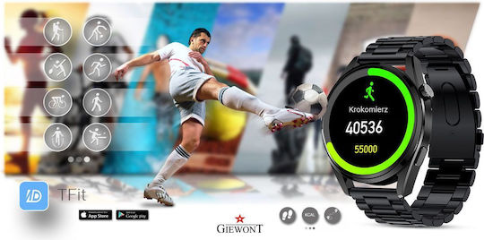 Giewont 450-1 Smartwatch με Παλμογράφο (Μαύρο)
