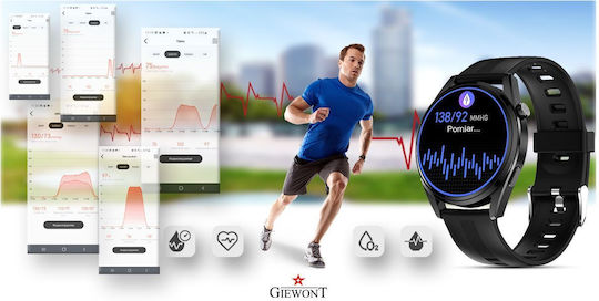 Giewont 450-1 Smartwatch με Παλμογράφο (Μαύρο)