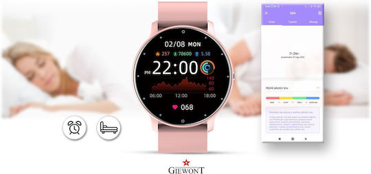 Giewont 120-1 Smartwatch με Παλμογράφο (Ροζ)