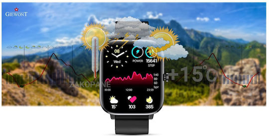 Giewont 230-2 Smartwatch με Παλμογράφο (Μαύρο)