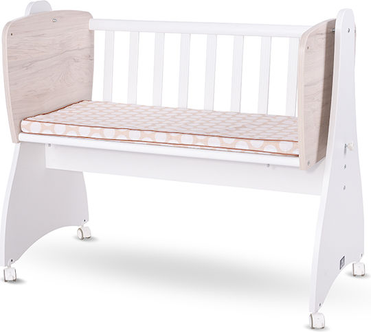 Lorelli Λίκνο First Dreams με Πλαϊνό Άνοιγμα και Ρόδες White & Light Oak