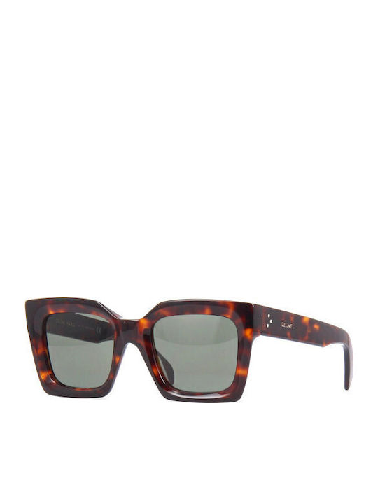 Celine Women's Sunglasses with Brown Tartaruga Plastic Frame and Gray Lens CL40130I-52N