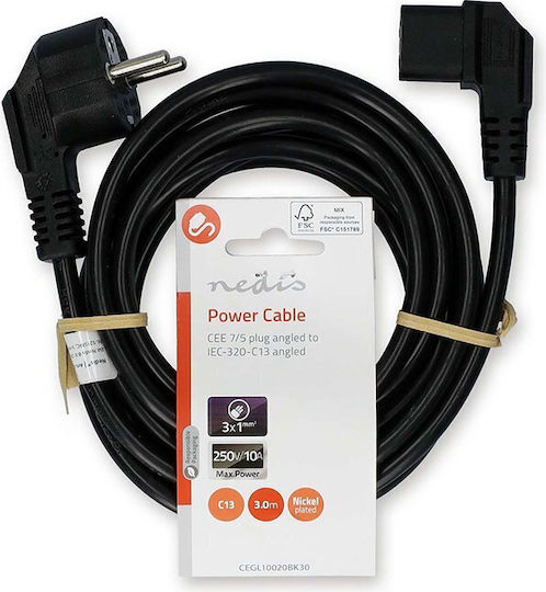 Nedis Schuko - IEC C13 Cable 3m Μαύρο CEGL10020BK30