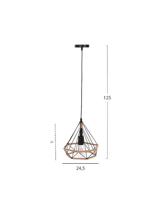 HomeMarkt Pendant Light Single-Light with Rope for Socket E27 Black