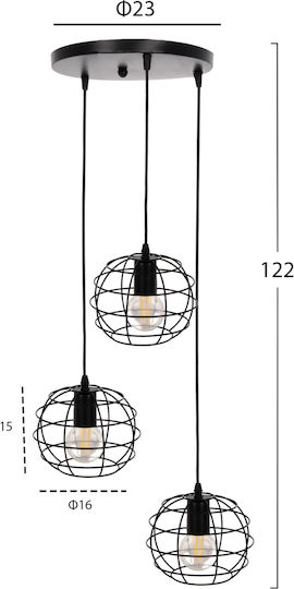 HomeMarkt Κρεμαστό Φωτιστικό Μαύρο 23x23x122εκ. HomeMarkt Κρεμαστό Φωτιστικό Μαύρο 23x23x122εκ.