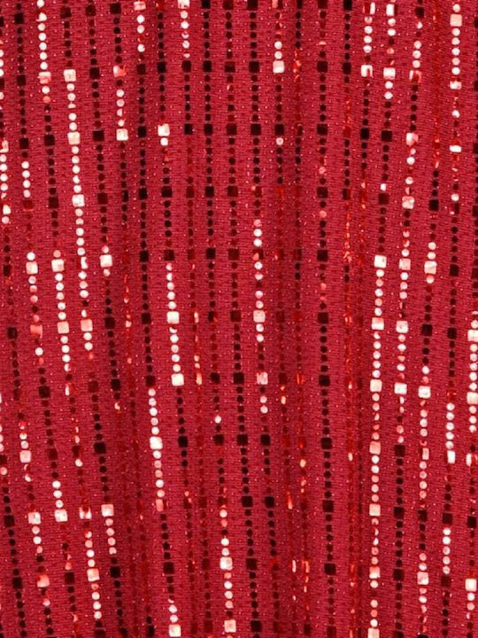 Rochie Fete Mânecă Lungă Cu Paiete Set Cu Accesorii Roșie