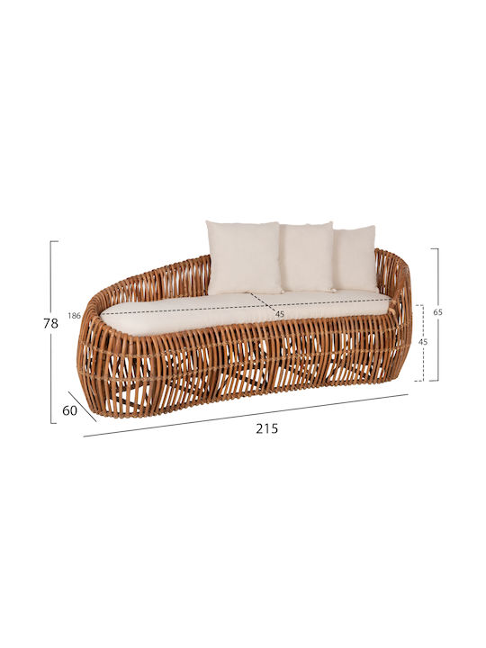 Lantry Canapea cu două locuri Exterior Rattan cu Perne 215x60x78cm