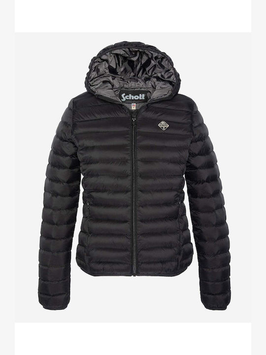 Schott Ανδρικό Χειμωνιάτικο Μπουφάν Puffer Black