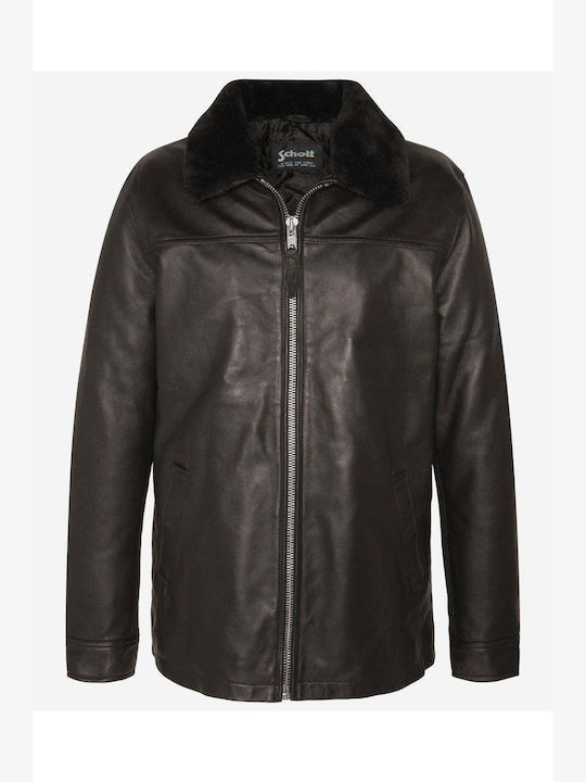 Schott Men's Winter Leather Jacket brown