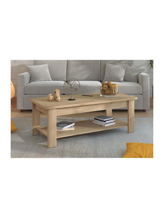 Rectangular Coffee Table Jersey Wooden Artisan Oak L124xW60xH45cm.