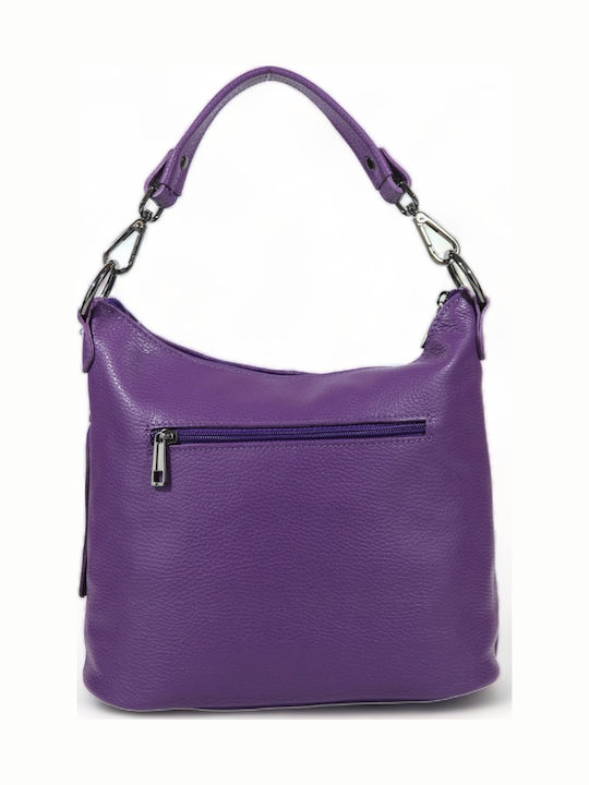 Leder Damentasche Schultertasche Lila