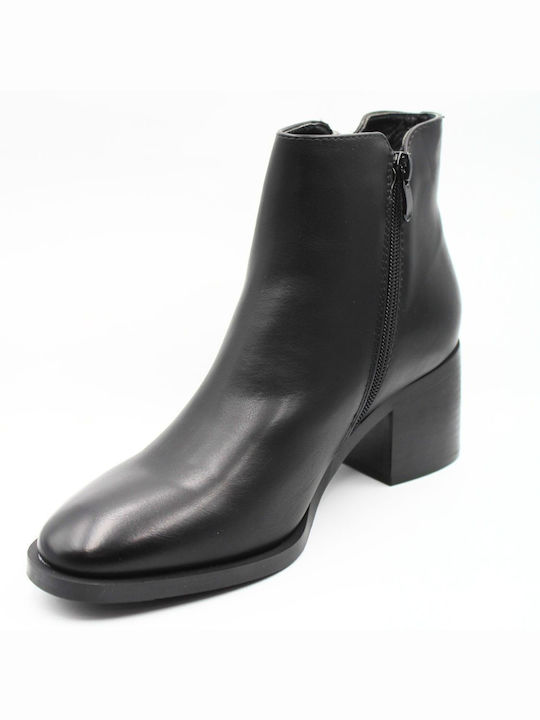 Plato Leder Damen Knöchelstiefel Schwarz