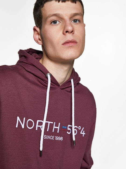 North 56.4 Men's Sweatshirt with Hood and Pockets Bordeaux