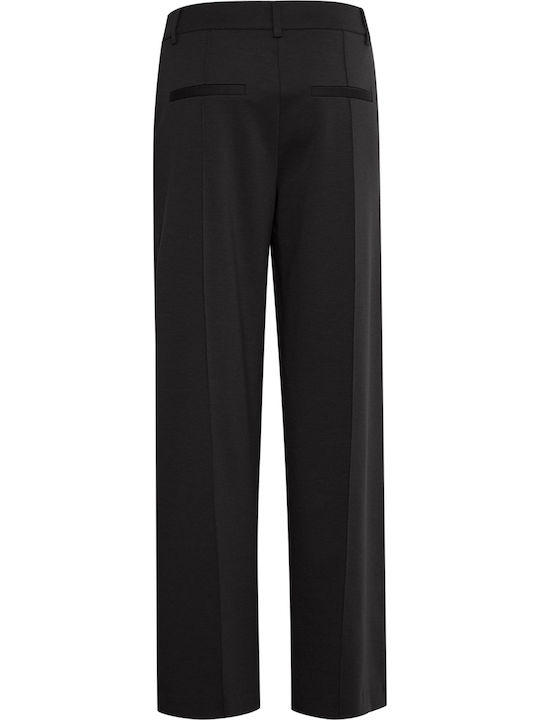 'kate' Women's Fabric Trousers Wide Line Black (194008/BLACK)