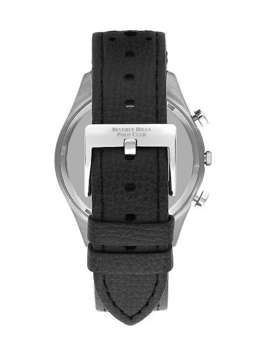Beverly Hills Polo Club Men's Watch Battery with Black Leather Strap