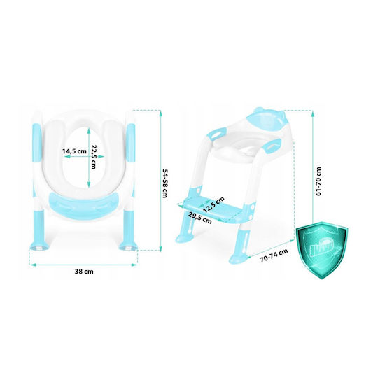 Ricokids Toddler Toilet Seat with Footrest and Handles Light Blue