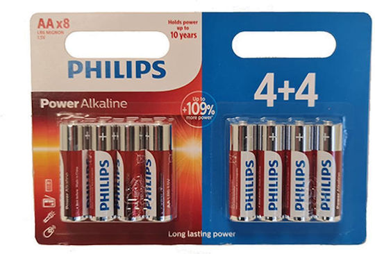Philips Power Алкални Батерии AA 1.5V 8бр LR6P8BP/10