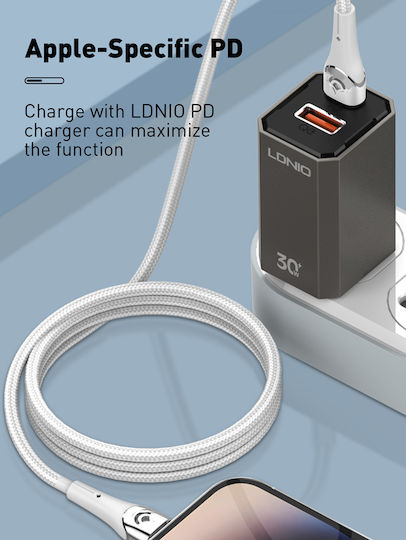 Ldnio Braided USB 2.0 Cable USB-C male - USB-C 65W PD Γκρι 1m LC861C