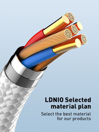Ldnio Braided USB 2.0 Cable USB-C male - USB-C 65W PD Γκρι 1m LC861C