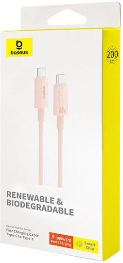 Baseus Series USB 2.0 Cable USB-C male - USB-C 100W Pink 2m (P10360202421-01)